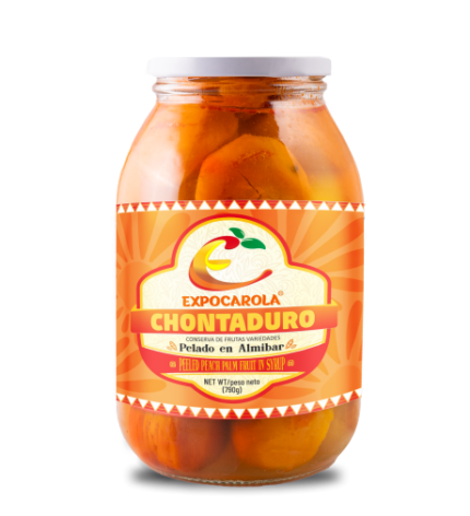 Chontaduro sin cáscara en almíbar